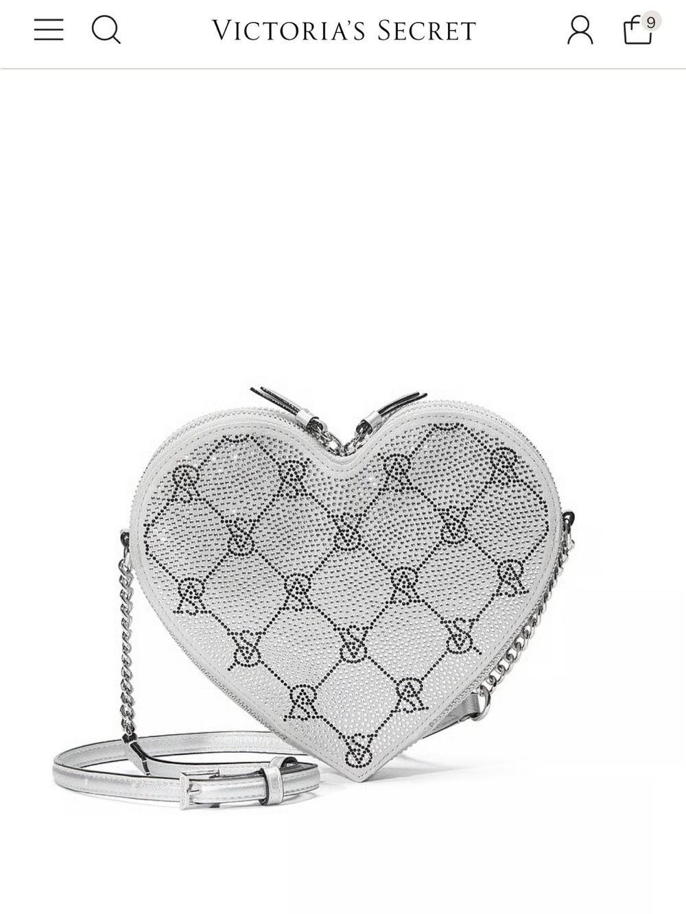 Victoria's Secret Silver Heart Crossbody Bag